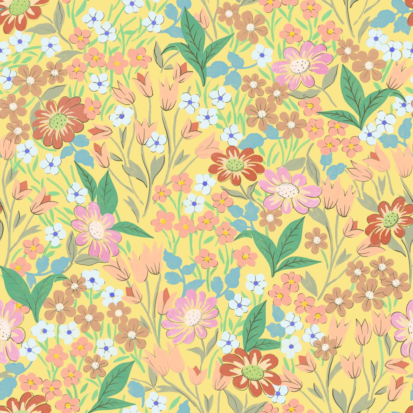 Papier peint gris d'été - Lola - Jaune