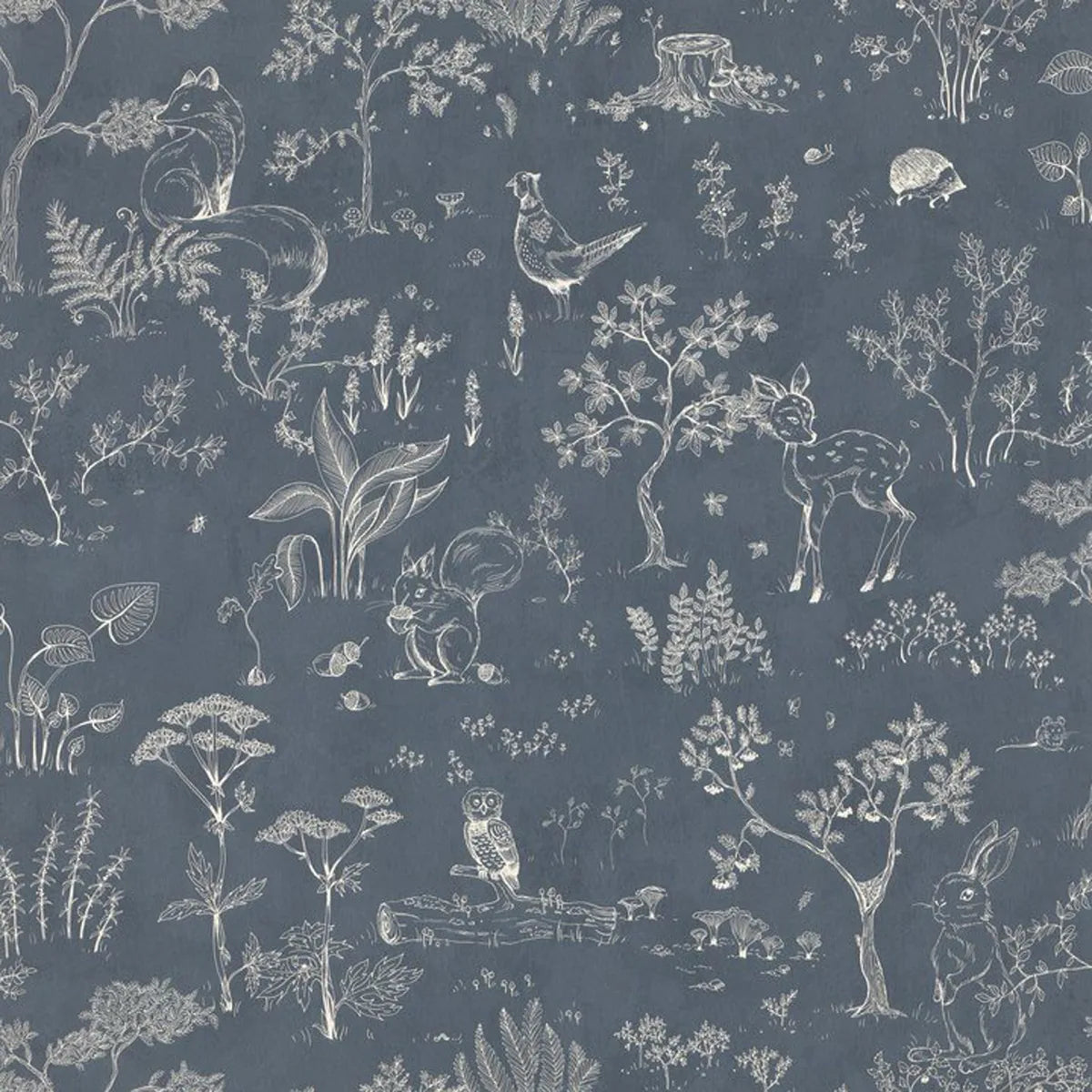 Papier peint Sandberg - Houx Bleu Foncé
