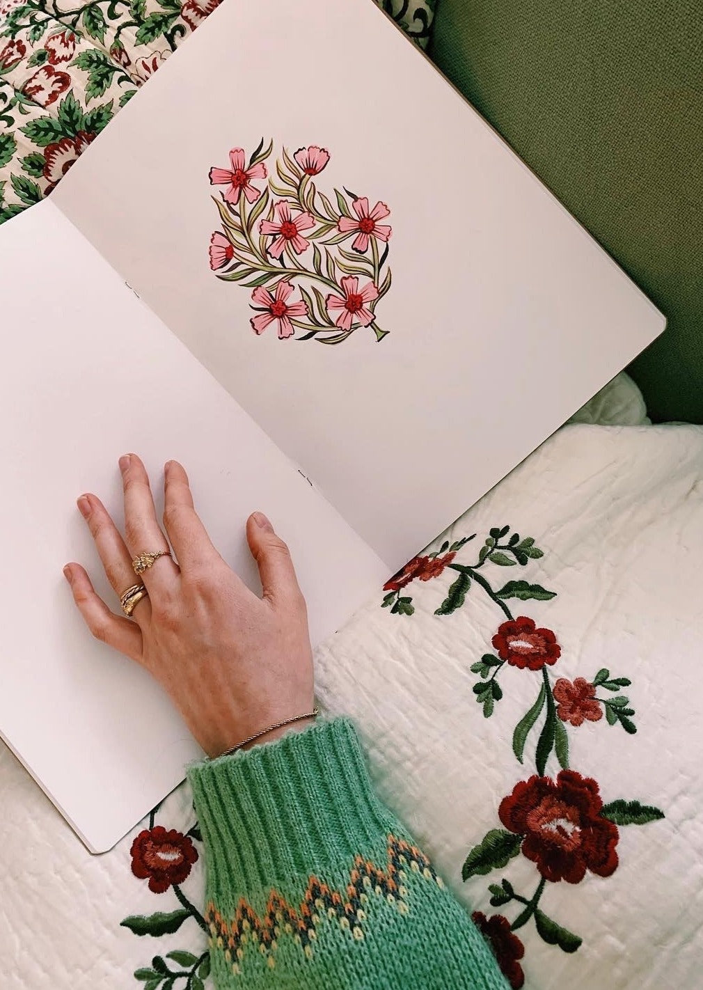 Papier peint gris d'été - Douce Inde - Rose