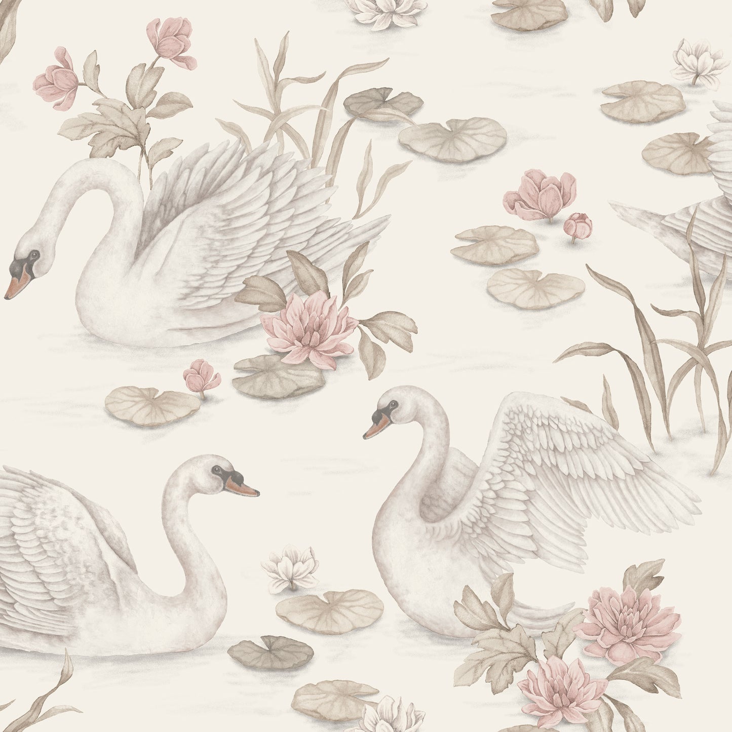 Papier peint pour chambre d'enfant et bébé - Lily Swan - Rose délicat
