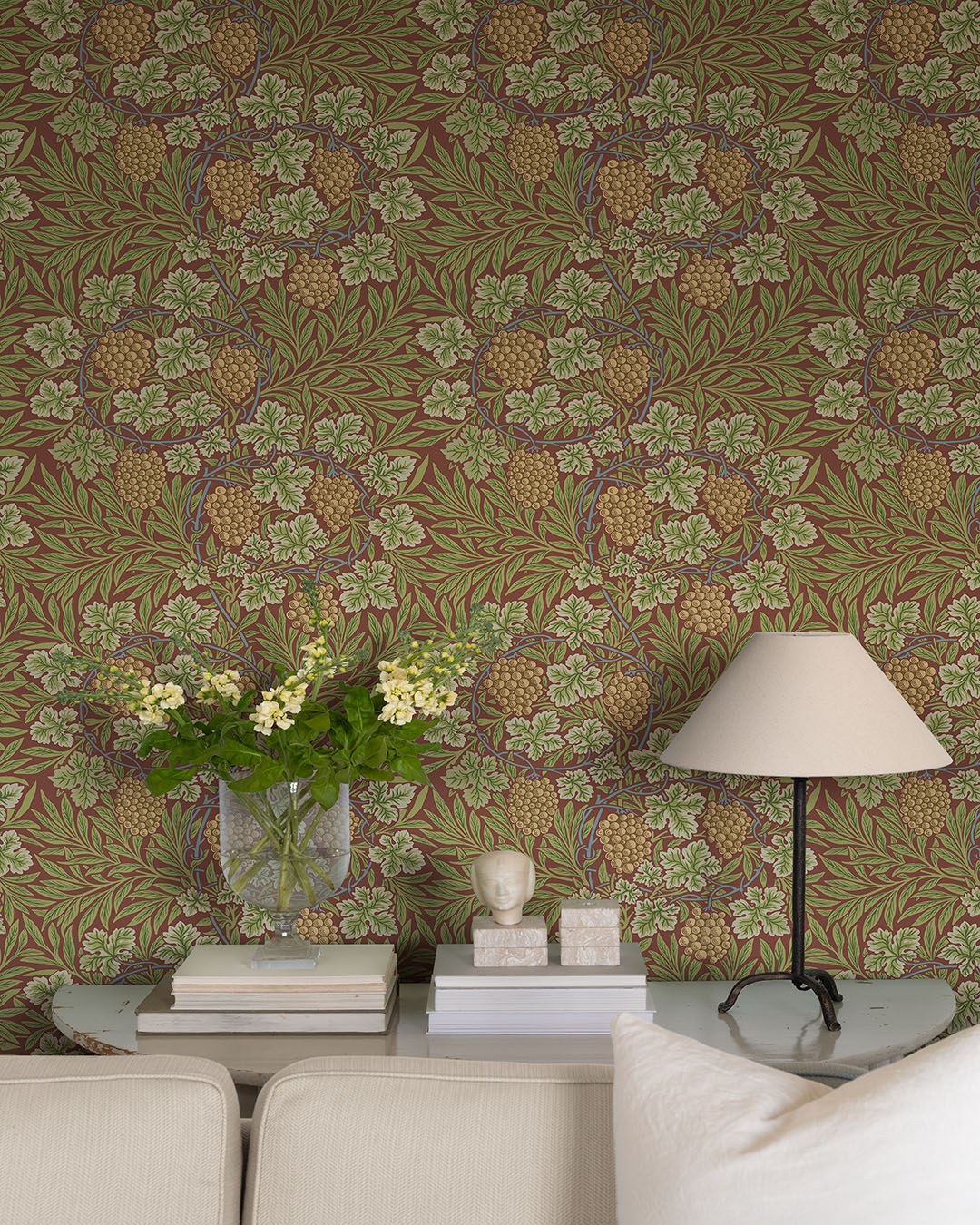 Papier peint William Morris - Vigne - Terre cuite