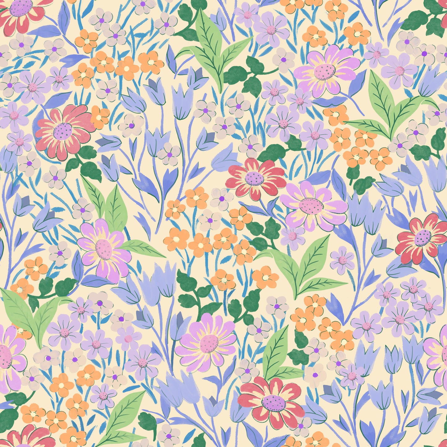 Papier peint gris d'été - Lola - Lilas