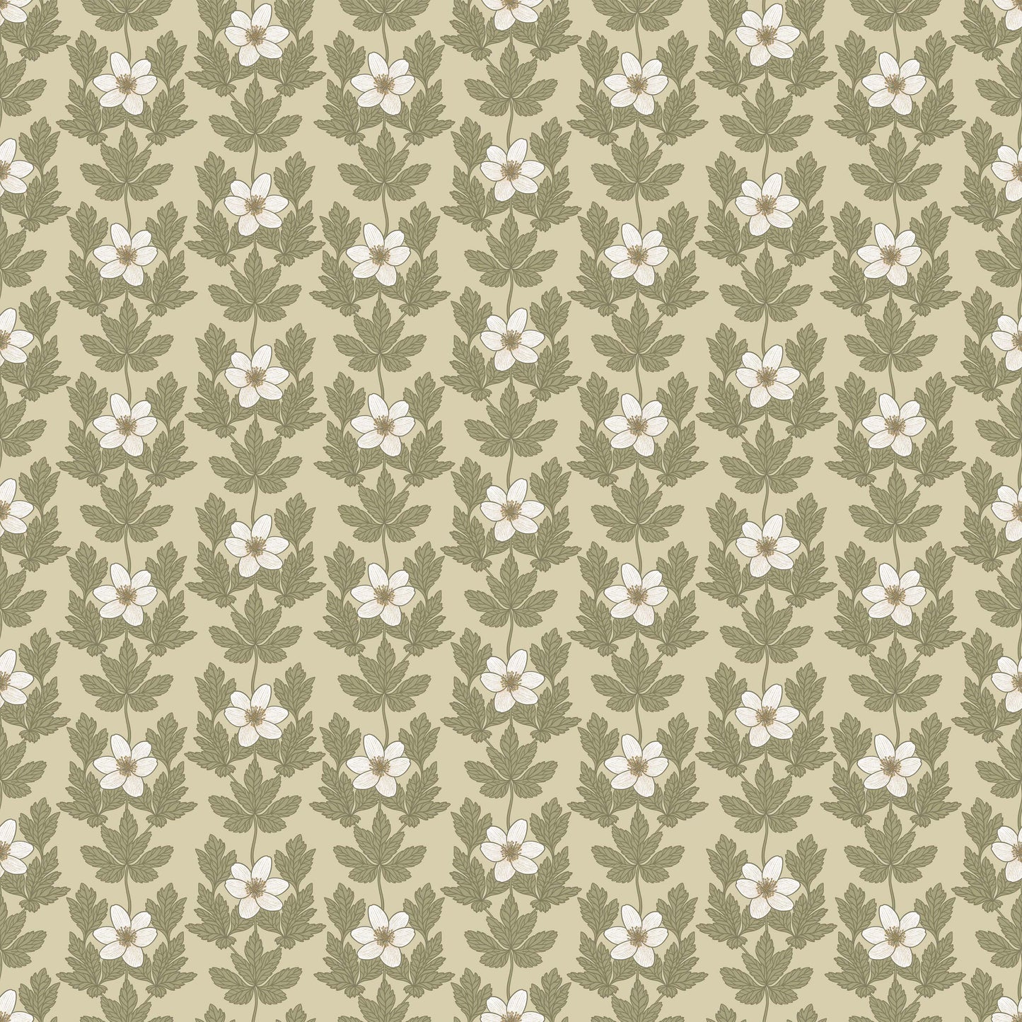 Summer Gray Wallpaper - Wood Anemone - Beige
