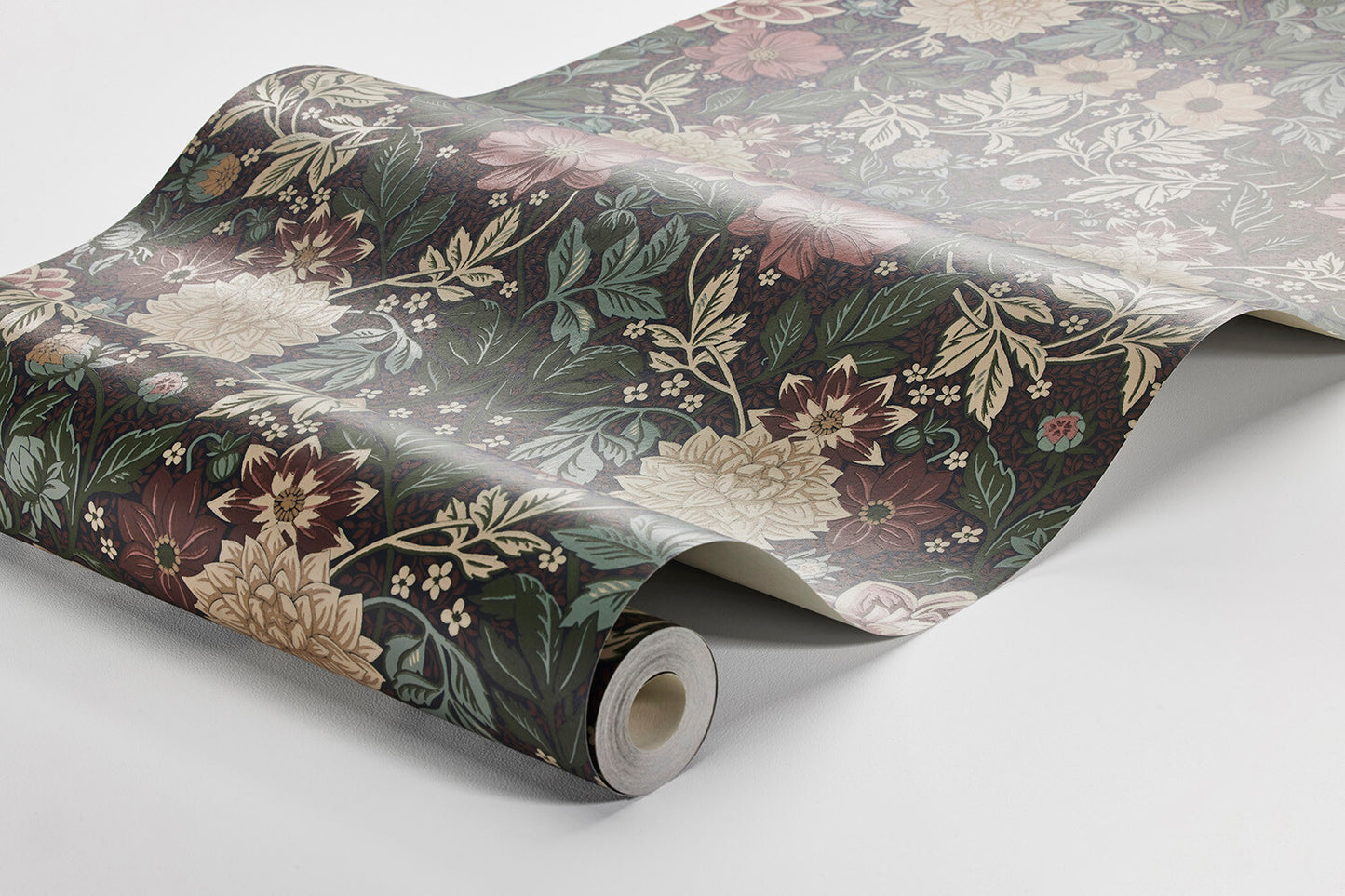 Papier peint Borastapeter - Dahlia Garden 7694 - Bourgogne et sarcelle