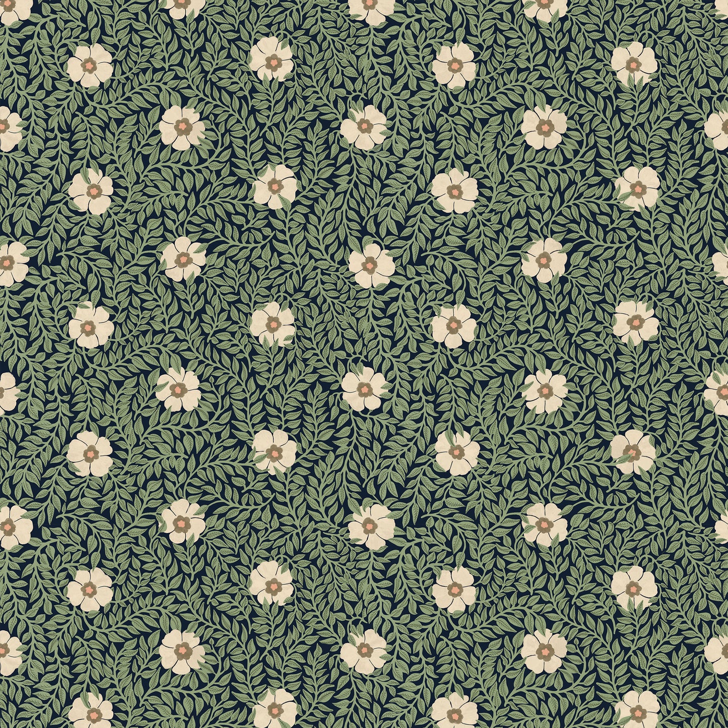 Summer Gray Wallpaper - Kicki - Green & Cream