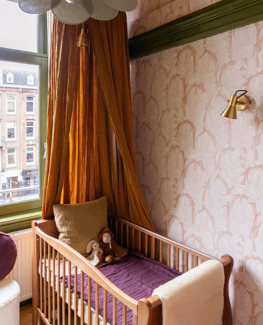 Summer Gray Wallpaper - Bluebells - Pink & Cream