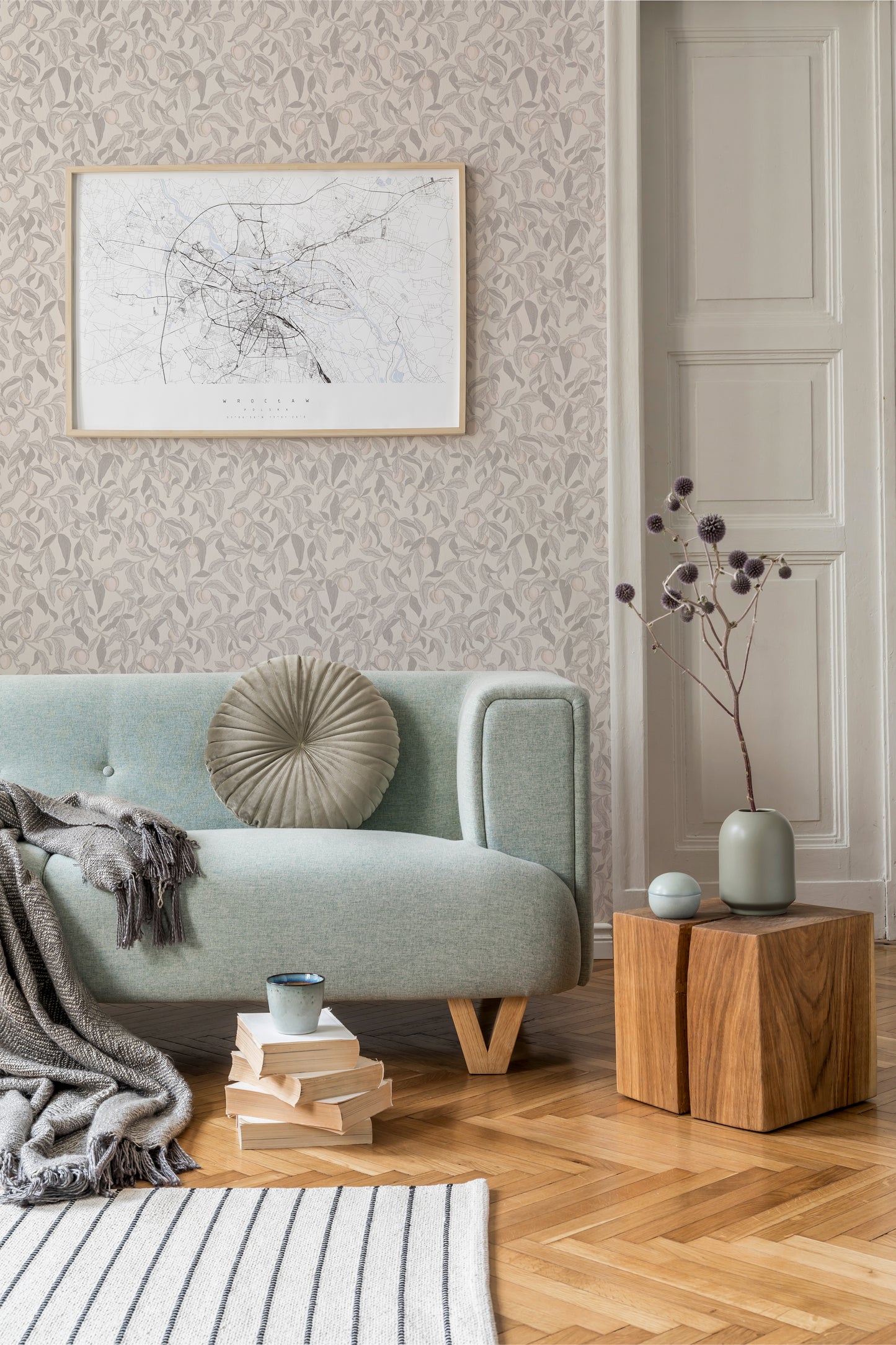 Papier peint gris d'été - Lena - Cendré