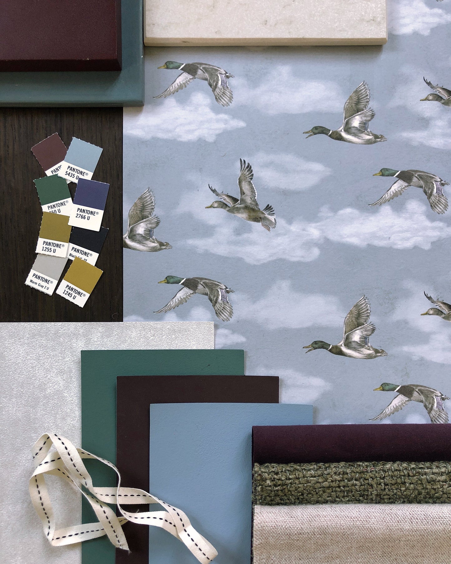 Papier peint gris d'été - Voyage - Vert laurier