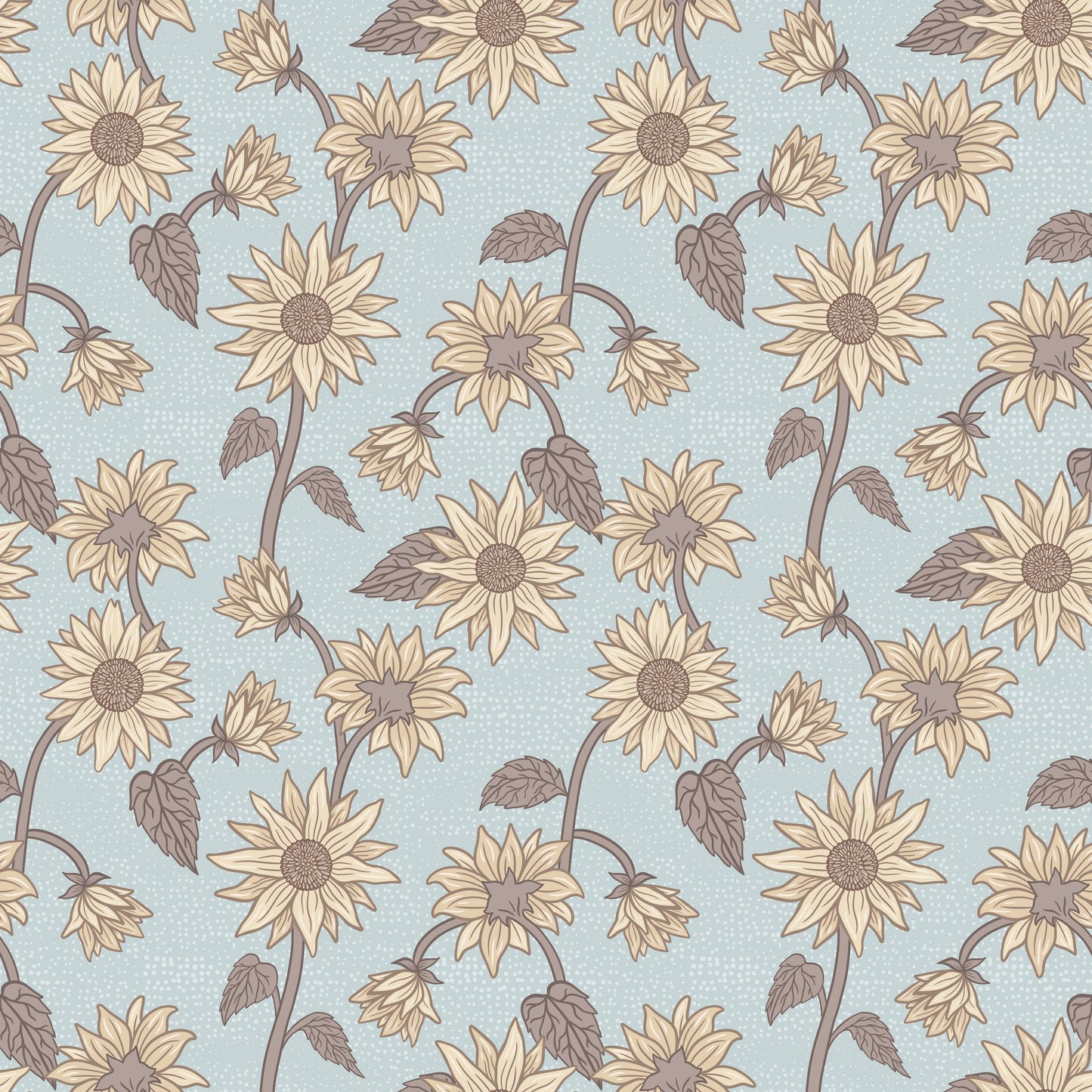 Papier peint gris d'été - Tournesols - Ciel