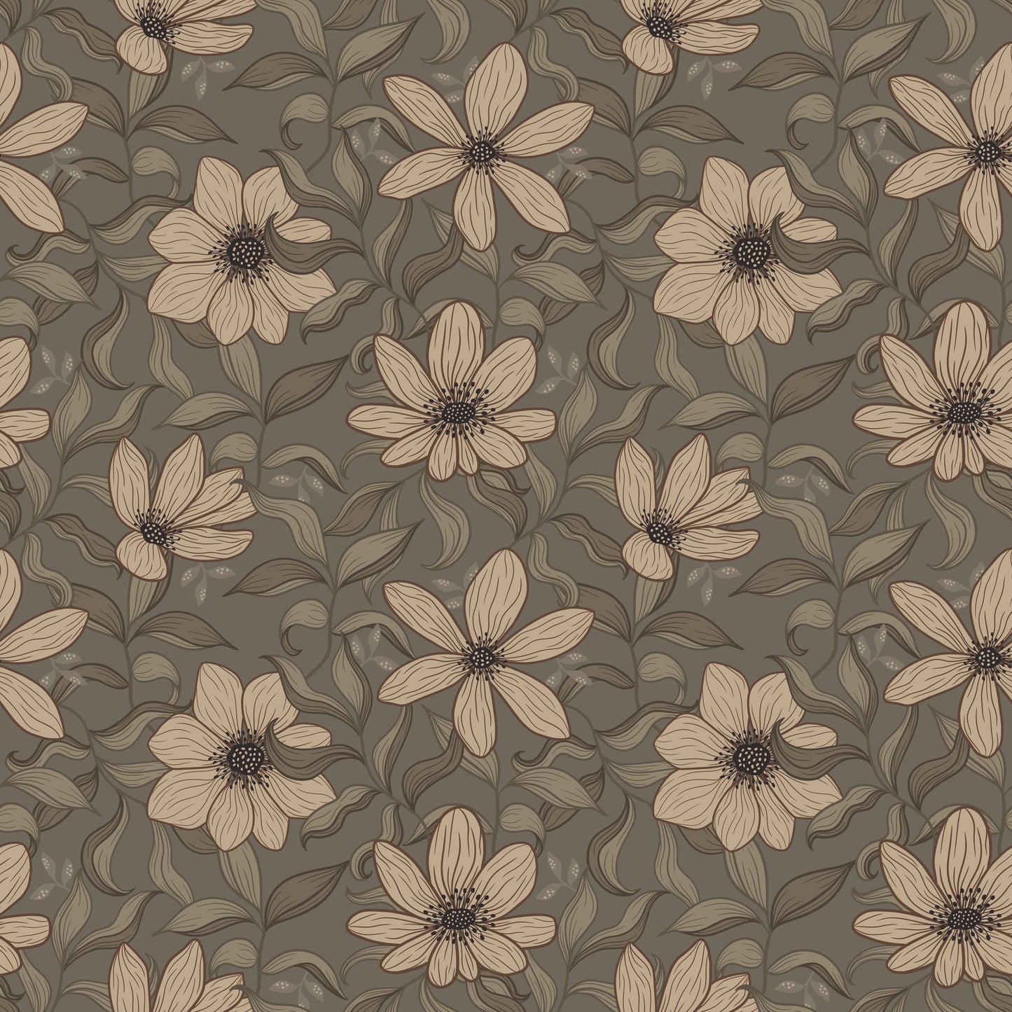 Papier peint gris d'été - Fredrik - Taupe