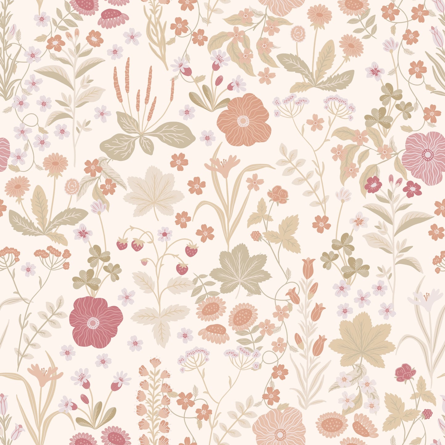 Papier peint gris d'été - Blomstre - Rose doux