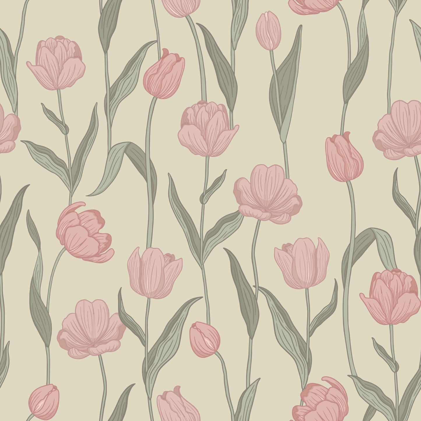 Papier peint gris d'été - Fjädra - Rose rose