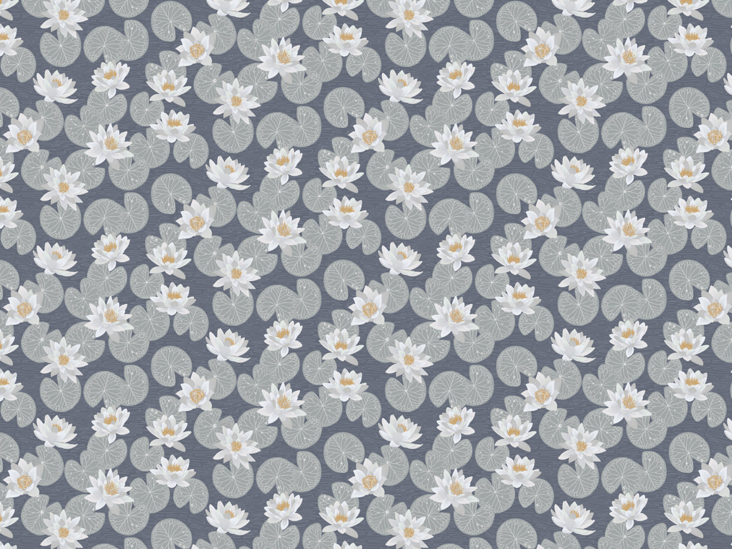 Summer Gray Wallpaper - Water Lilies - Blue