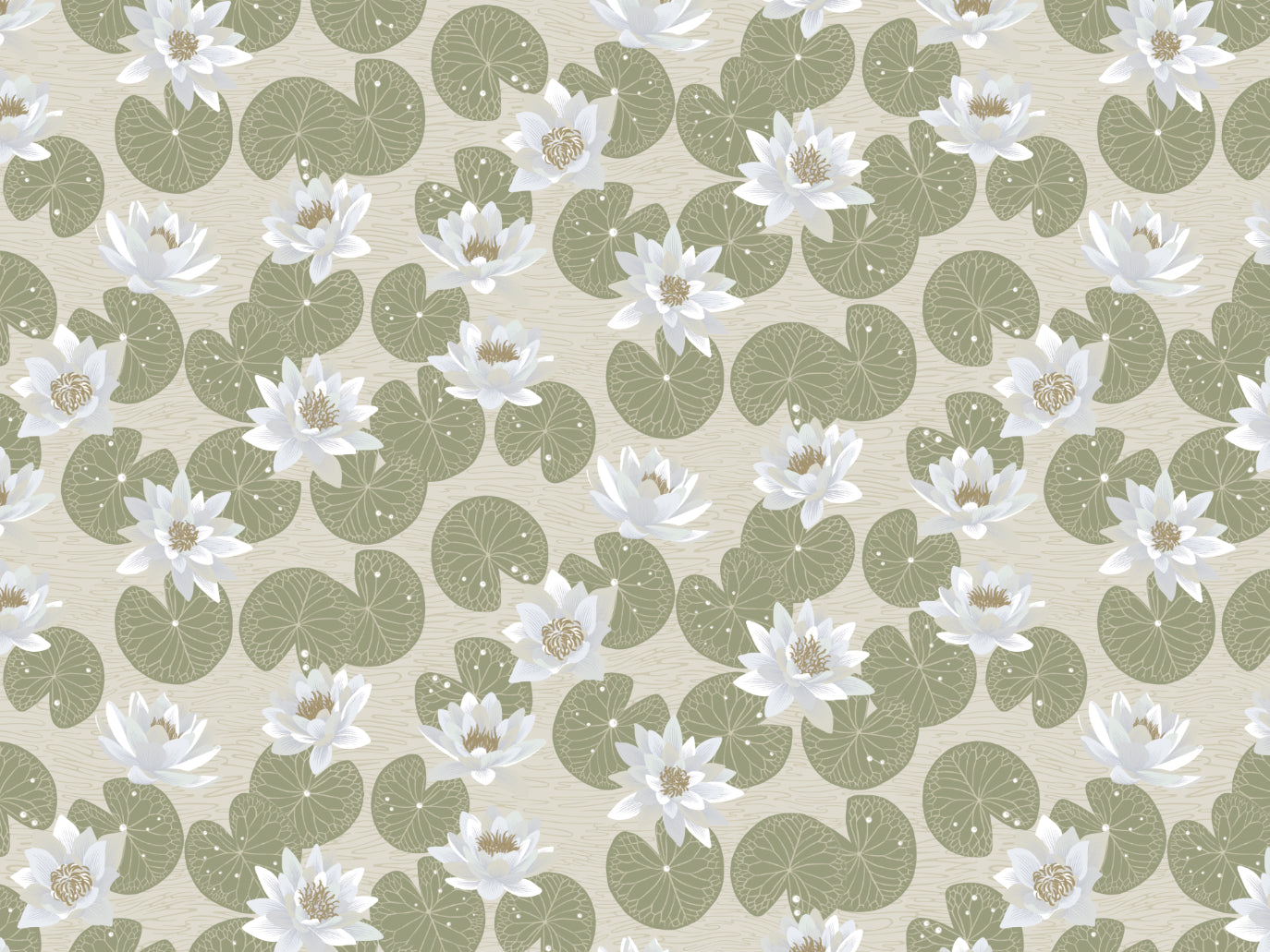 Summer Gray Wallpaper - Water Lilies - Green
