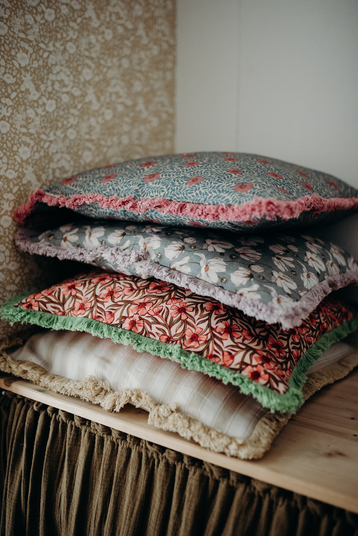 Housse de coussin en lin - Gris d'été - Rayures