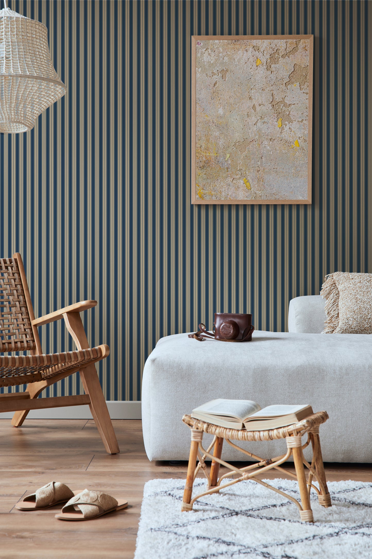 Papier peint rayures - Niton - bleu