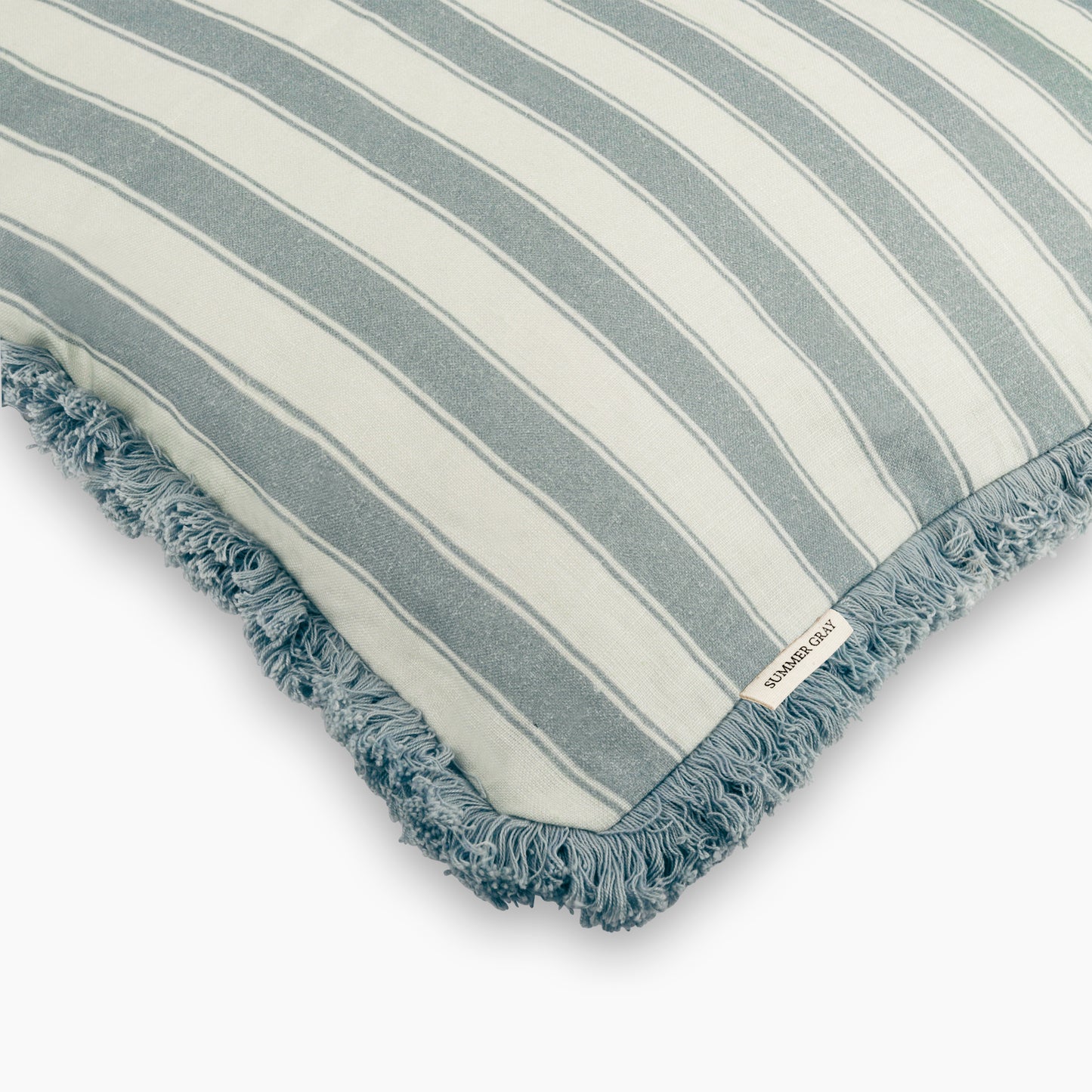 Housse de coussin en lin - Gris d'été - Rayures