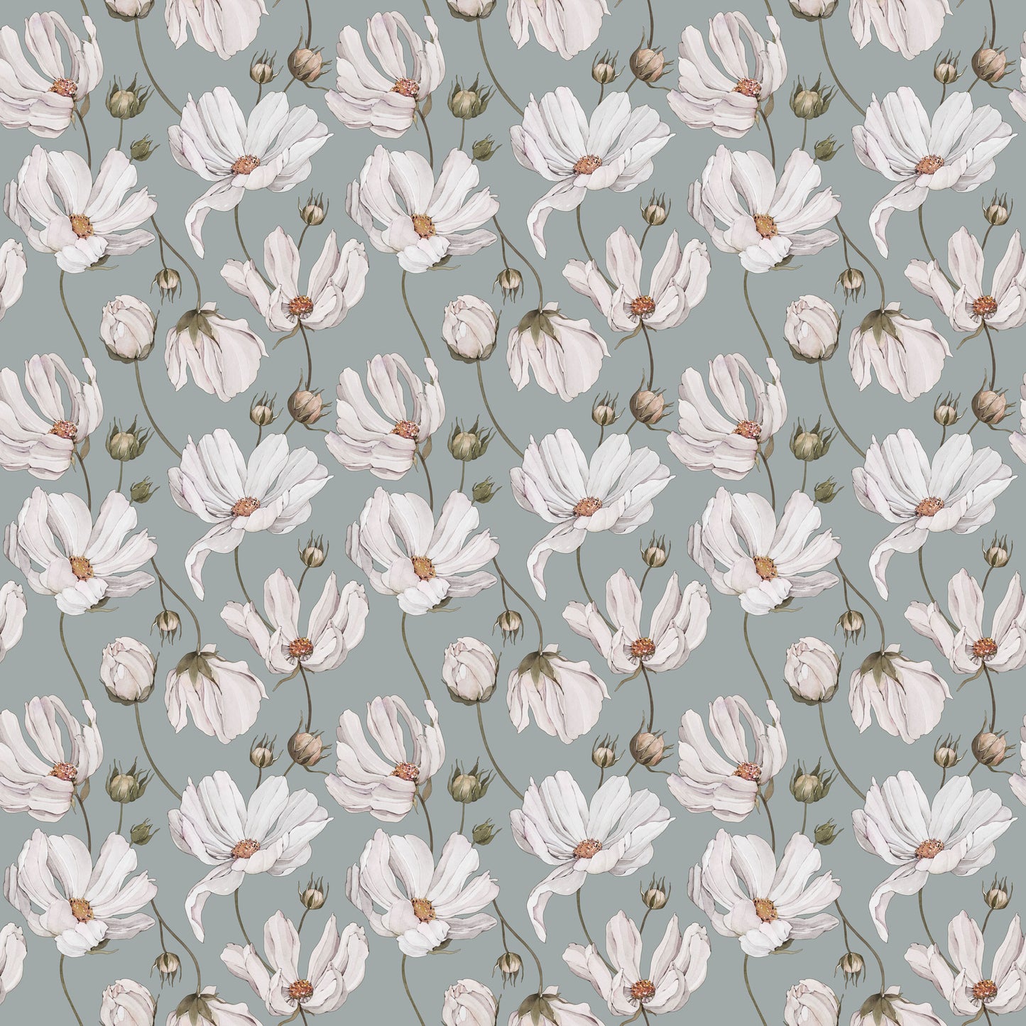 Summer Gray Wallpaper - Daisies - Blue