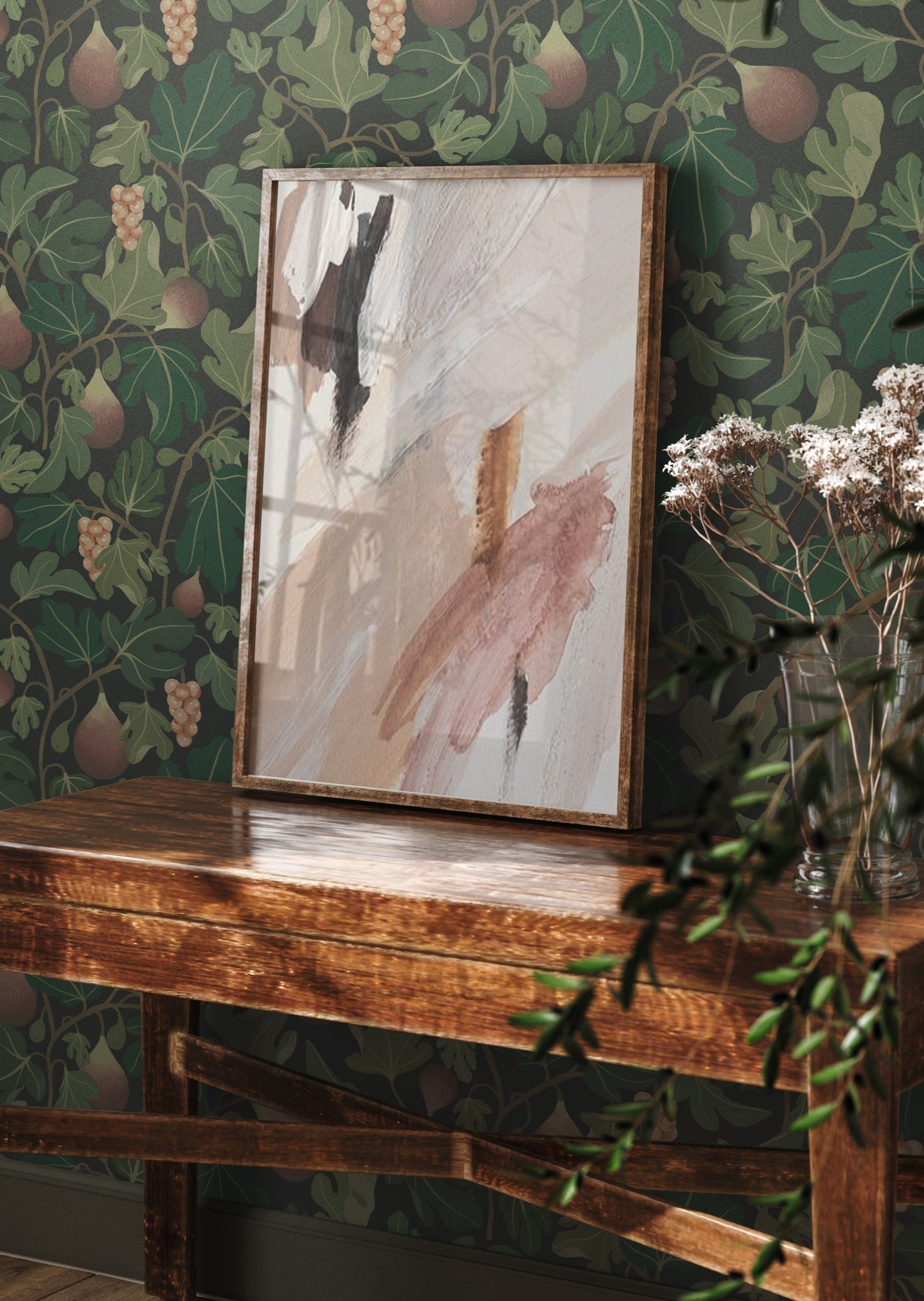 Summer Gray Wallpaper - Figs - Wine Red