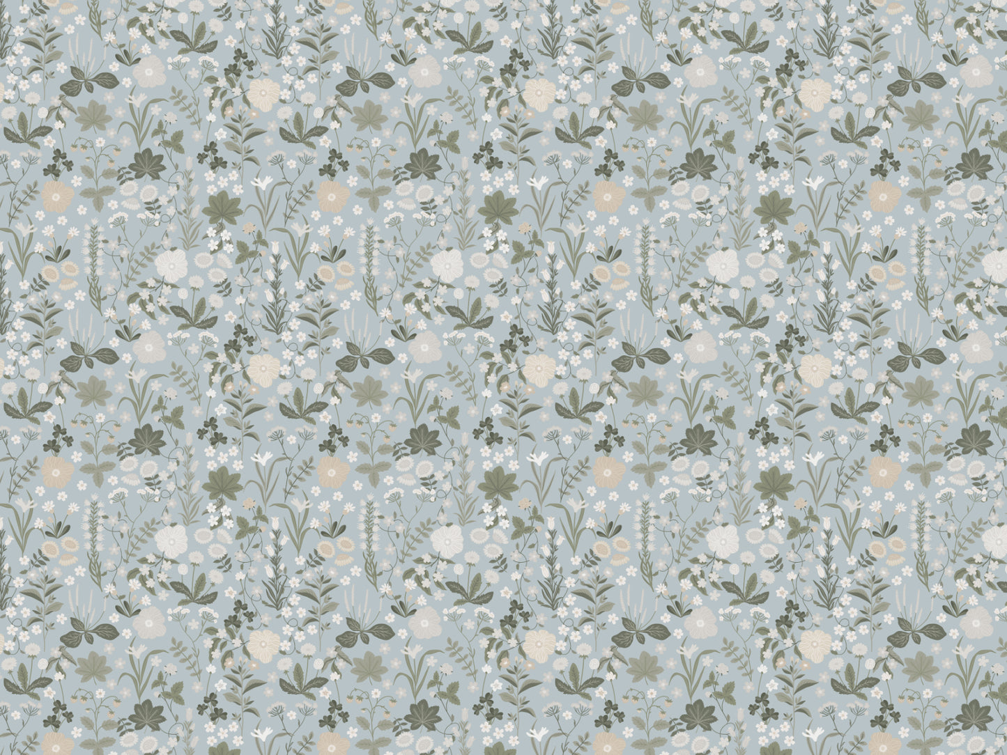 Papier peint gris d'été - Blomstre - Bleu brumeux