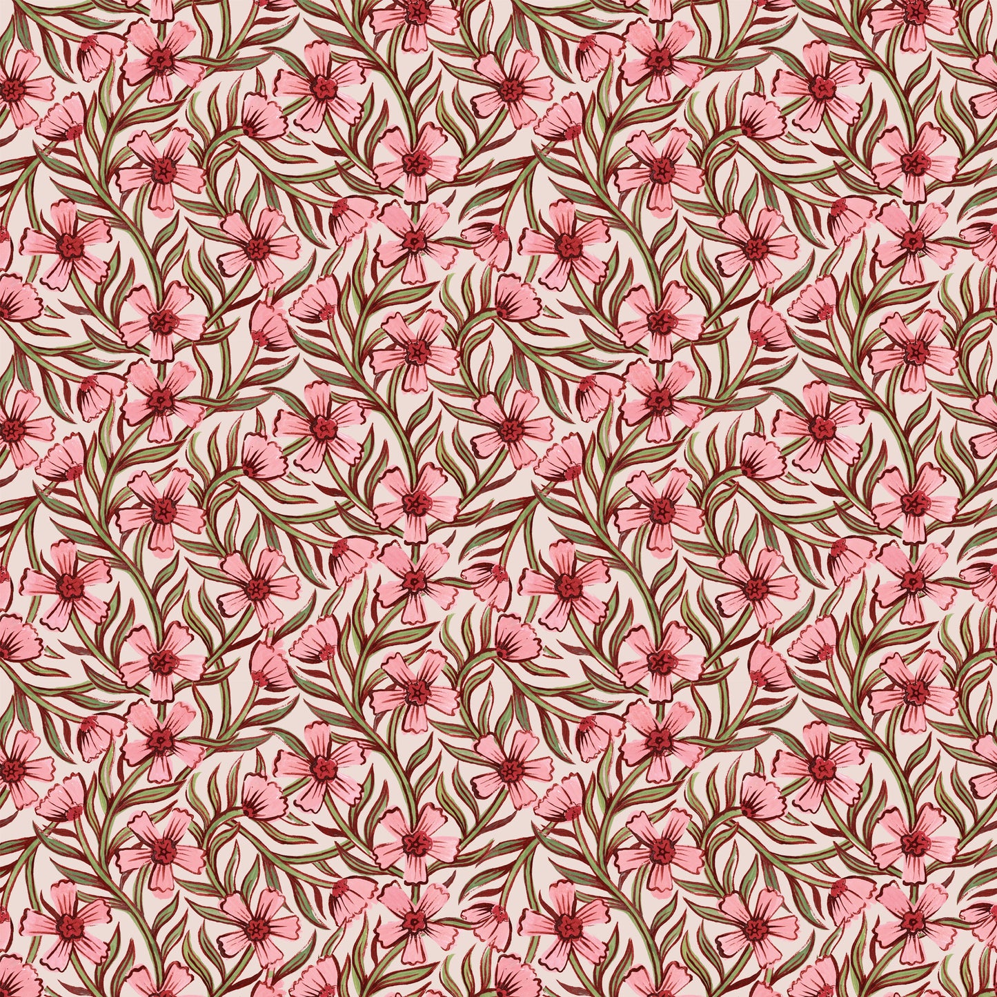 Papier peint gris d'été - Douce Inde - Rose