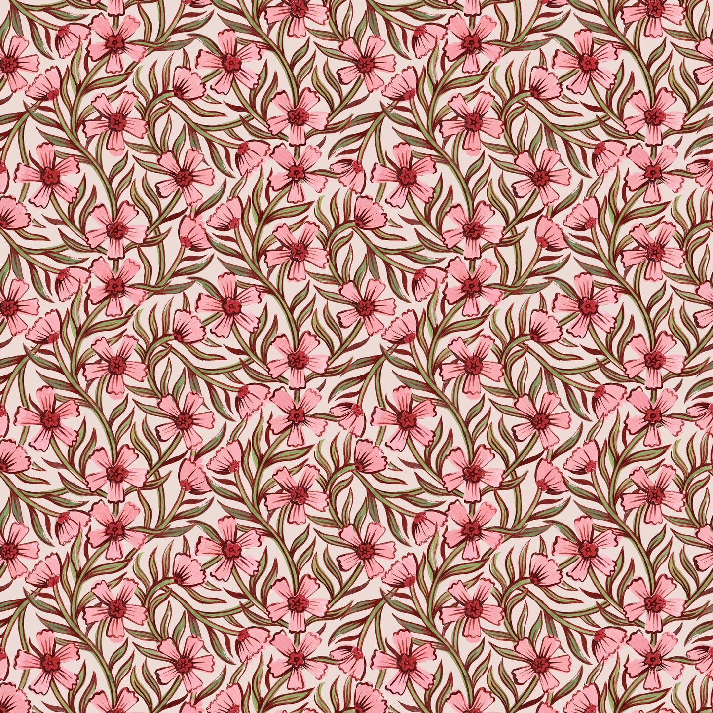 Papier peint gris d'été - Sweet India - Rose (soldes)