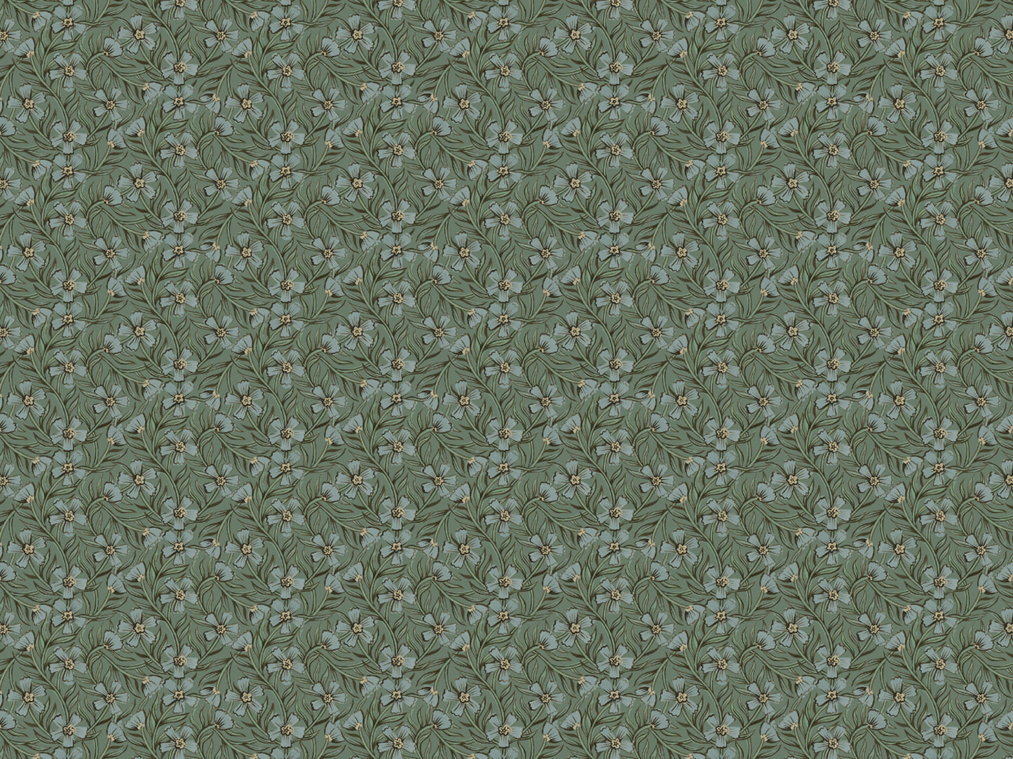 Papier peint gris d'été - Douce Inde - Bleu et vert