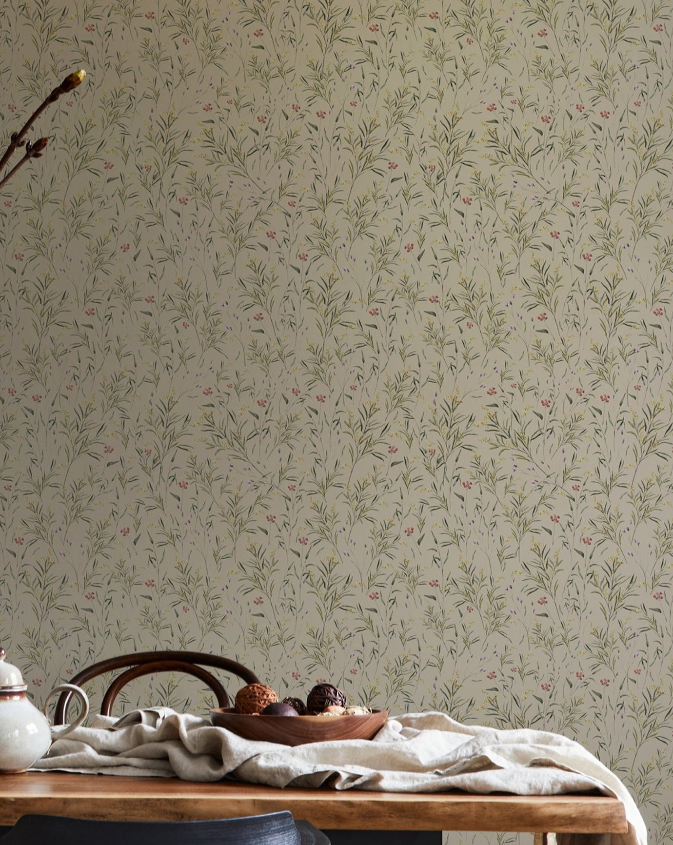 Papier peint Summer Gray - Prairie de printemps - Vert