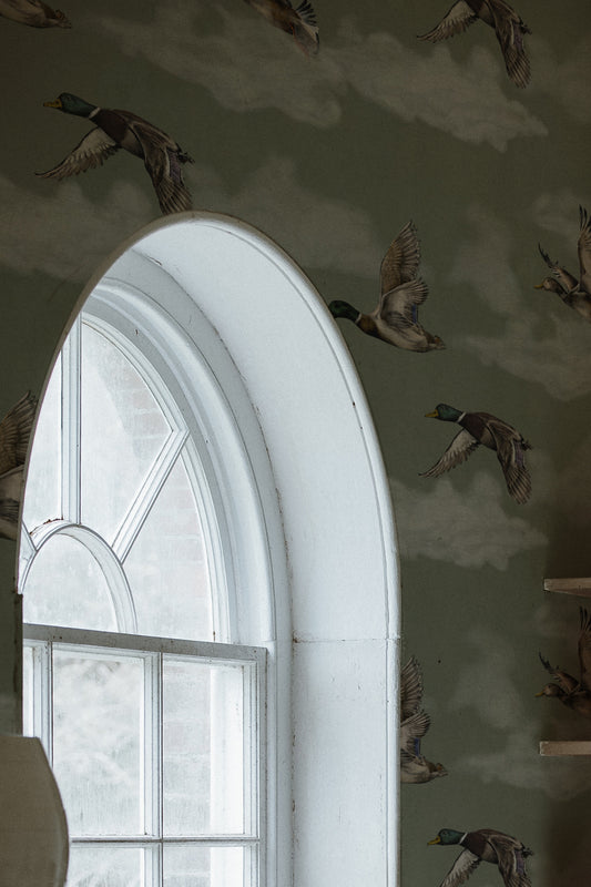 Summer Gray Wallpaper - Voyage - Laurel Green