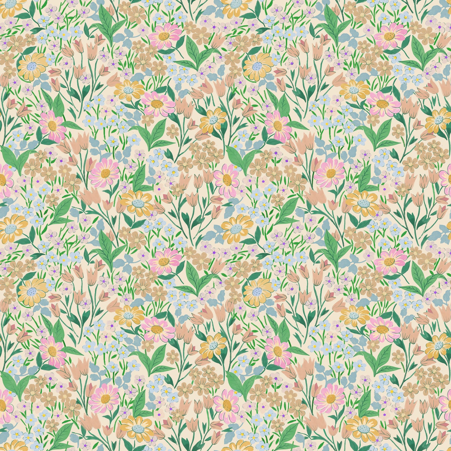 Papier peint gris d'été - Lola, Petit - Fern