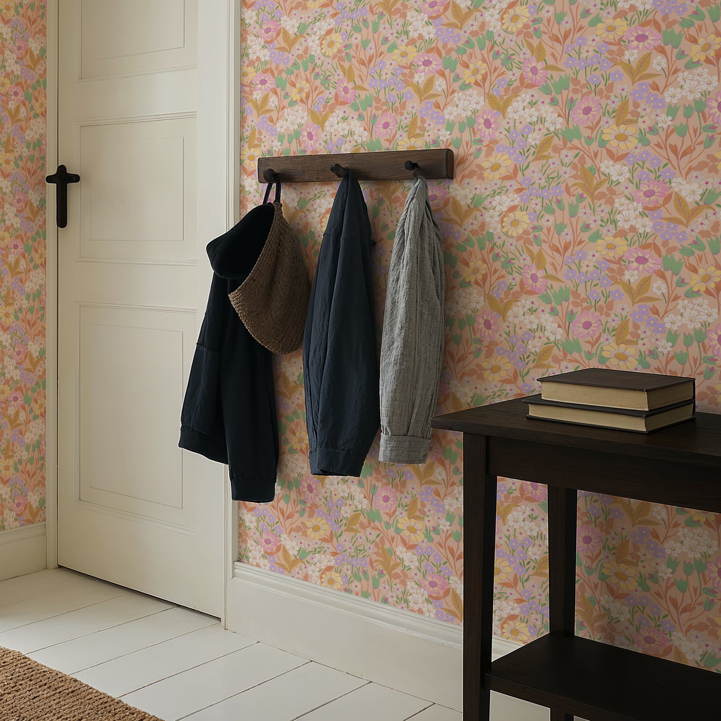 Summer Gray Wallpaper - Lola - Apricot