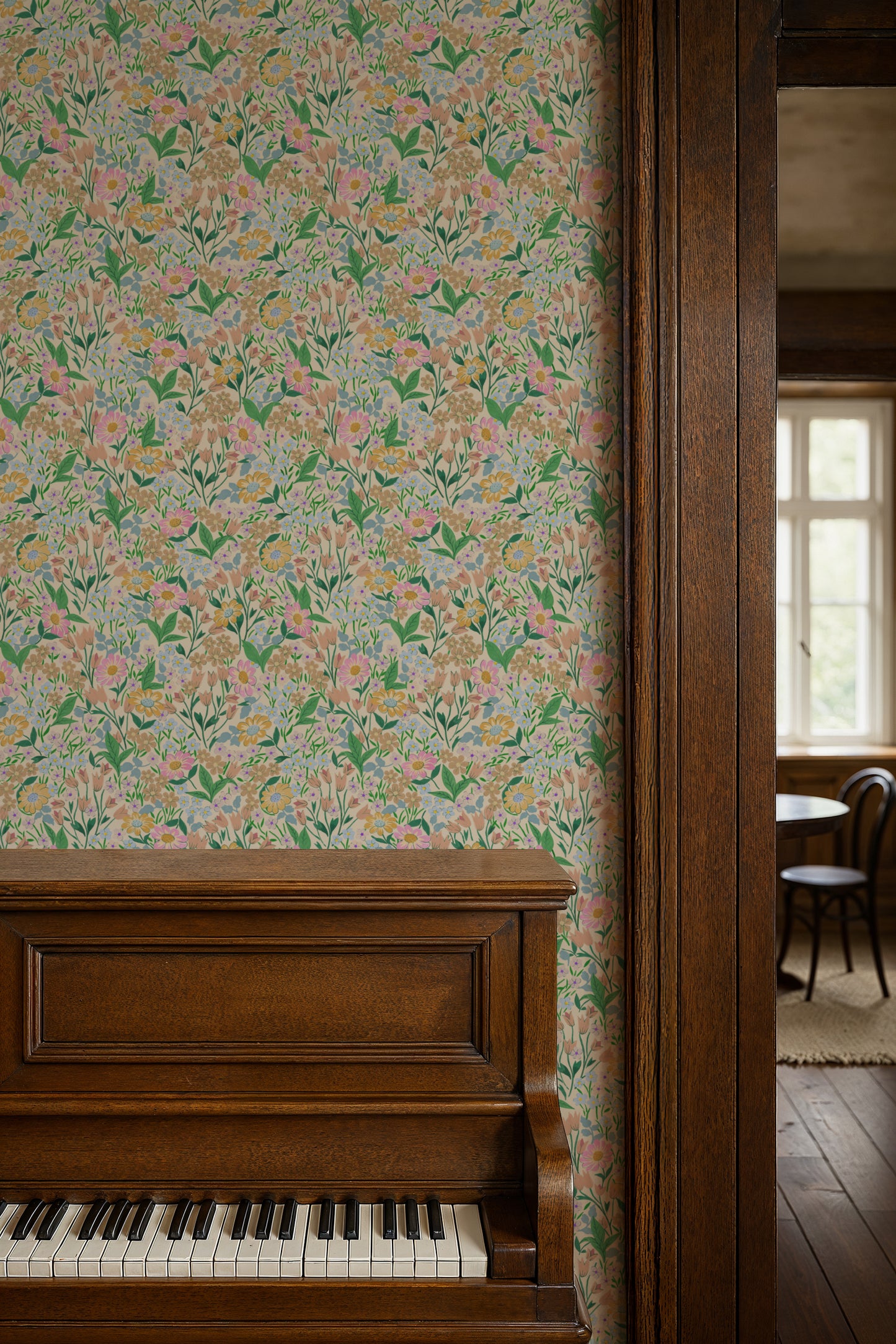 Papier peint gris d'été - Lola, Petit - Fern