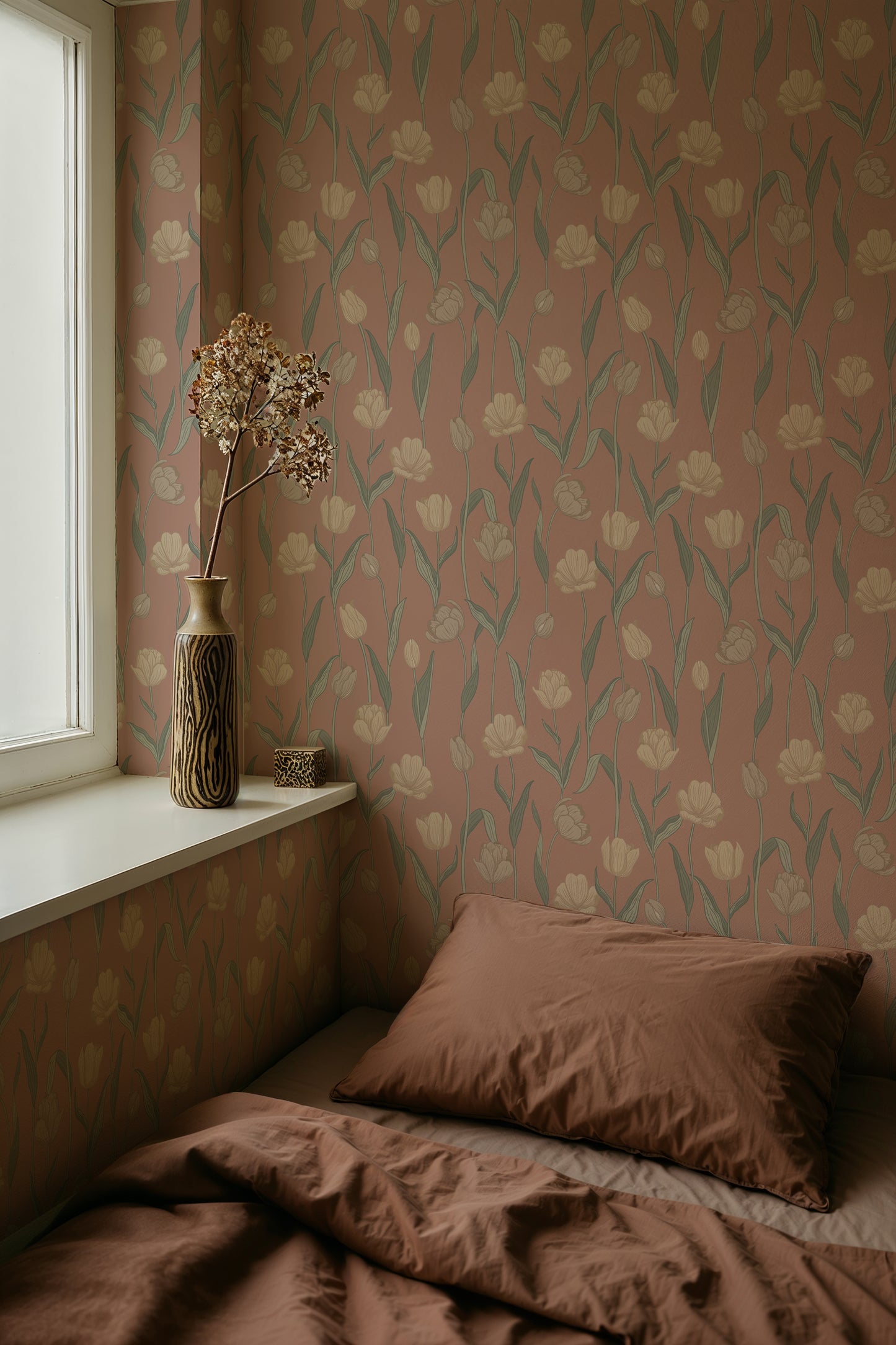 Papier peint gris d'été - Fjädra - Terracotta