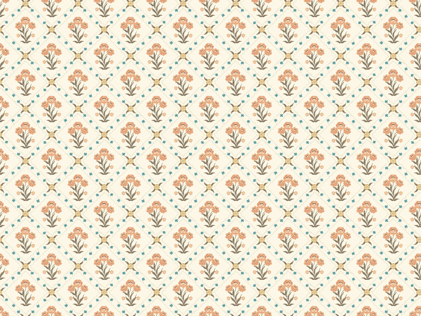 Peel & Stick Wallpaper - Floral Trellis - Apricot