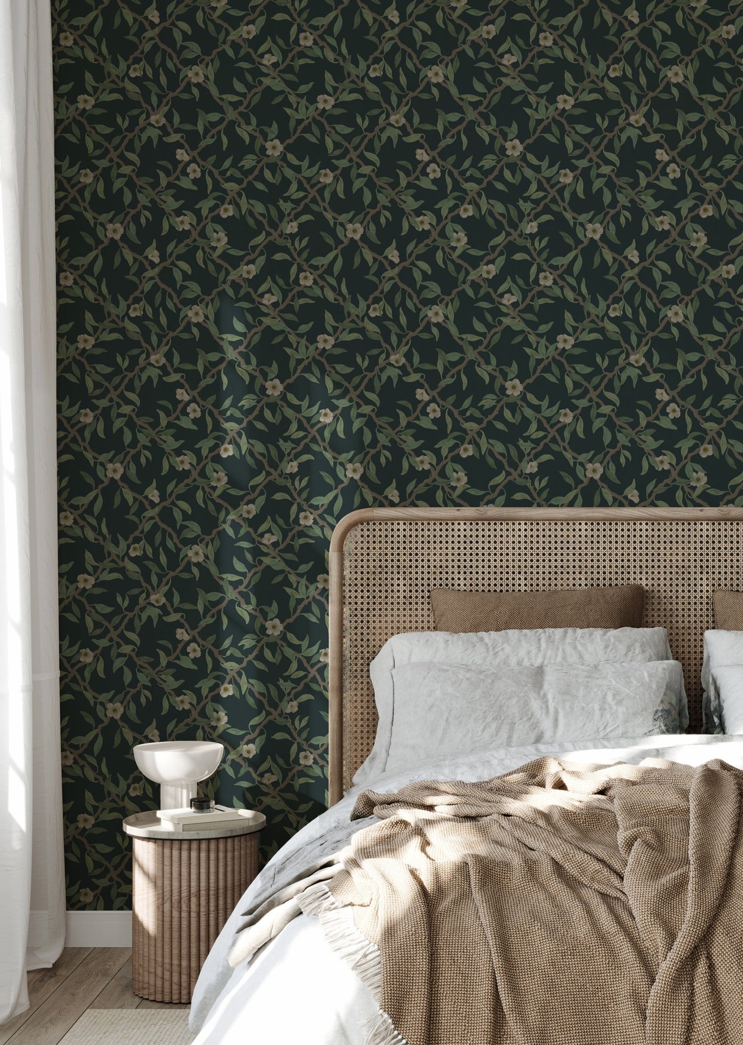 Summer Gray Wallpaper - Espalier - Midnight blue