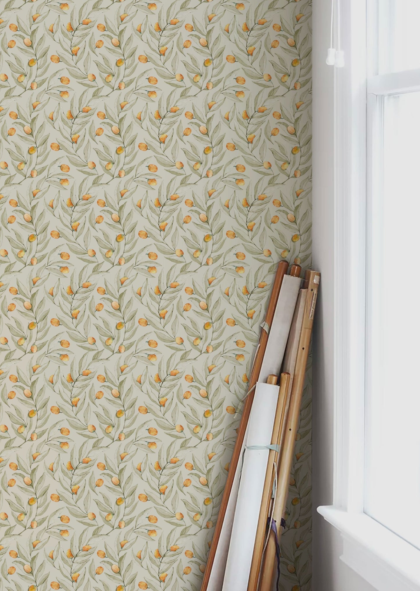 Papier peint gris d'été - Agrumes - Jaune