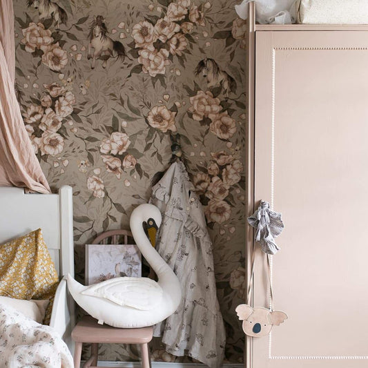 Nursery Wallpaper - Ponies for Hollie - Pale Green