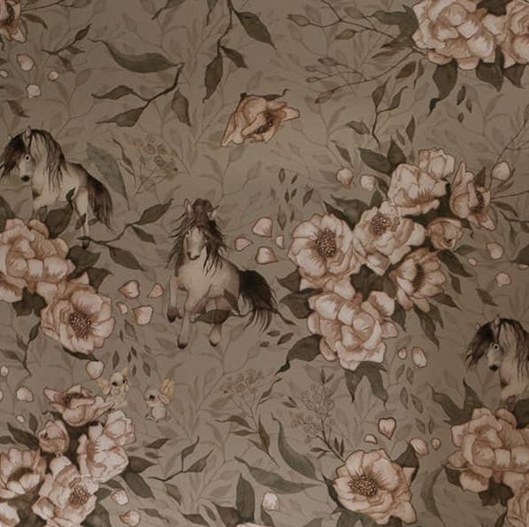 Papier peint pour chambre d'enfant - Poneys pour Hollie - Vert pâle