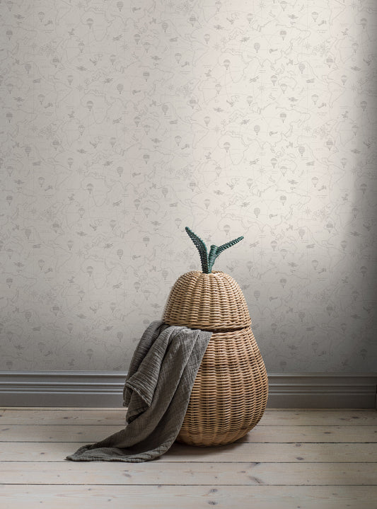 Borastapeter Wallpaper - Adventures - Cream & Grey