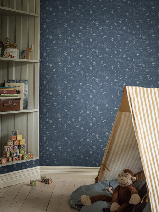 Borastapeter Wallpaper - Adventures - Blue & White