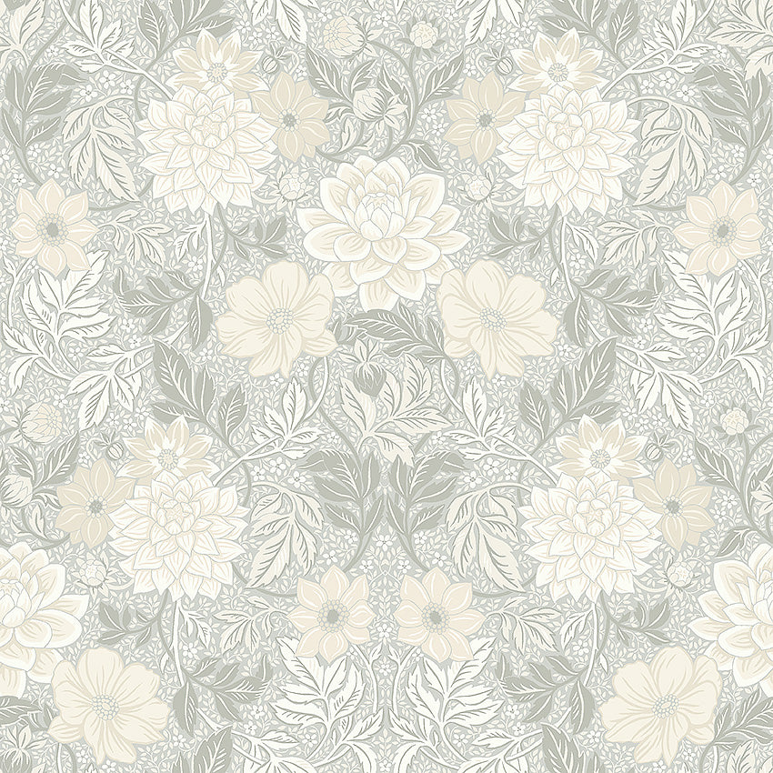 Papier peint Borastapeter - Dahlia Garden 7664 - Beige et blanc