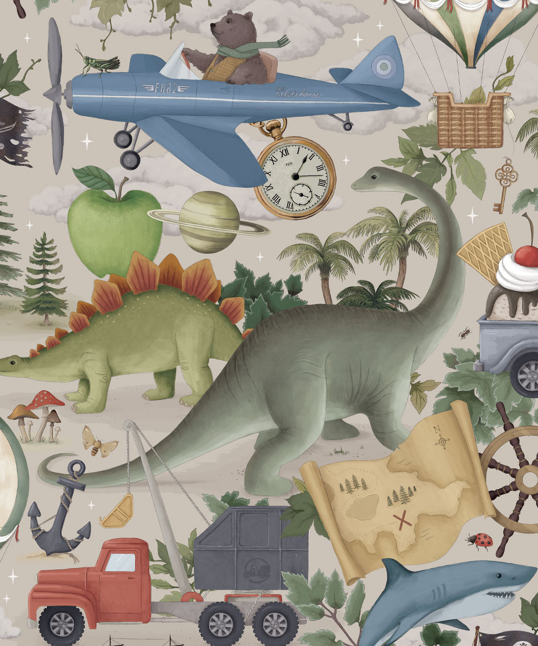 Papier peint pour chambre d'enfant - Adventureland par Fleur Harris - Sable