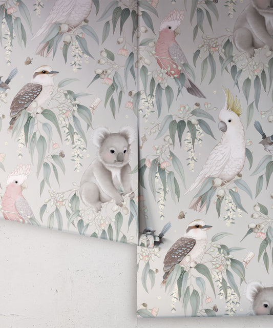 Papier peint pour chambre d'enfant - Bush Babies par Fleur Harris - Saltbush