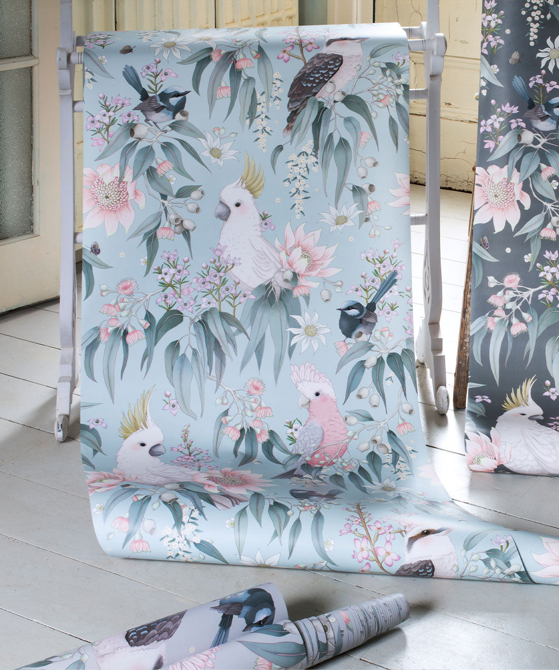 Nursery Wallpaper - Bush Melody by Fleur Harris - Soft Blue