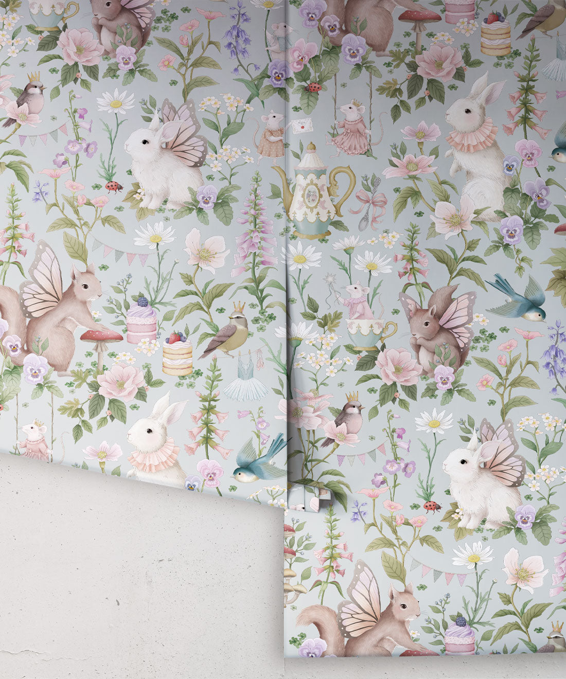 Nursery Wallpaper - Garden Party by Fleur Harris - Sweet Blue