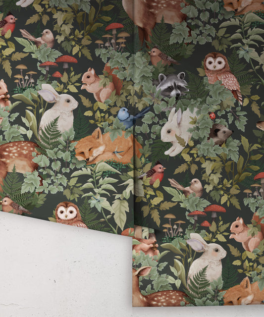 Nursery Wallpaper - In the Woods by Fleur Harris - Forest