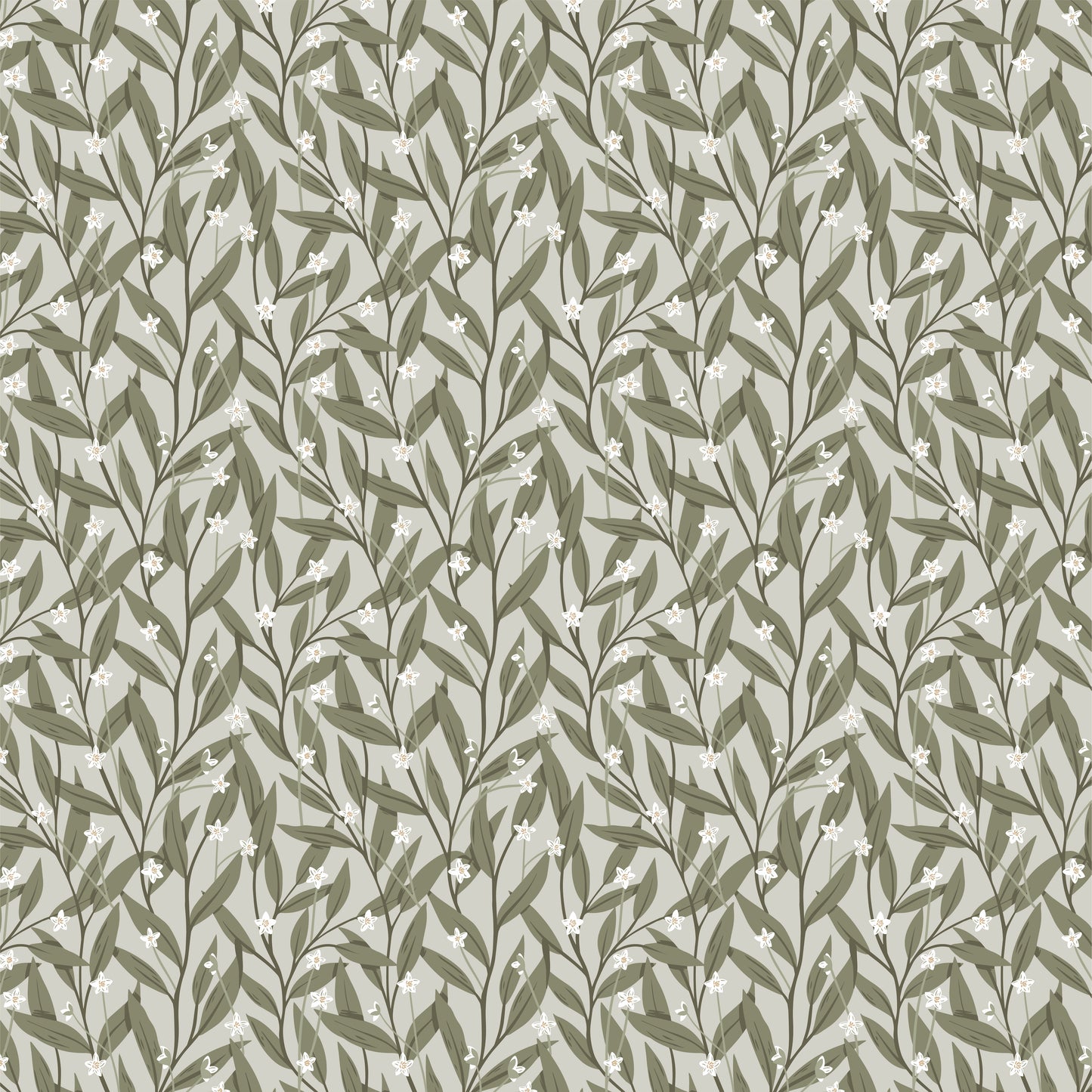 Papier peint gris d'été - Anémone - Vert foncé
