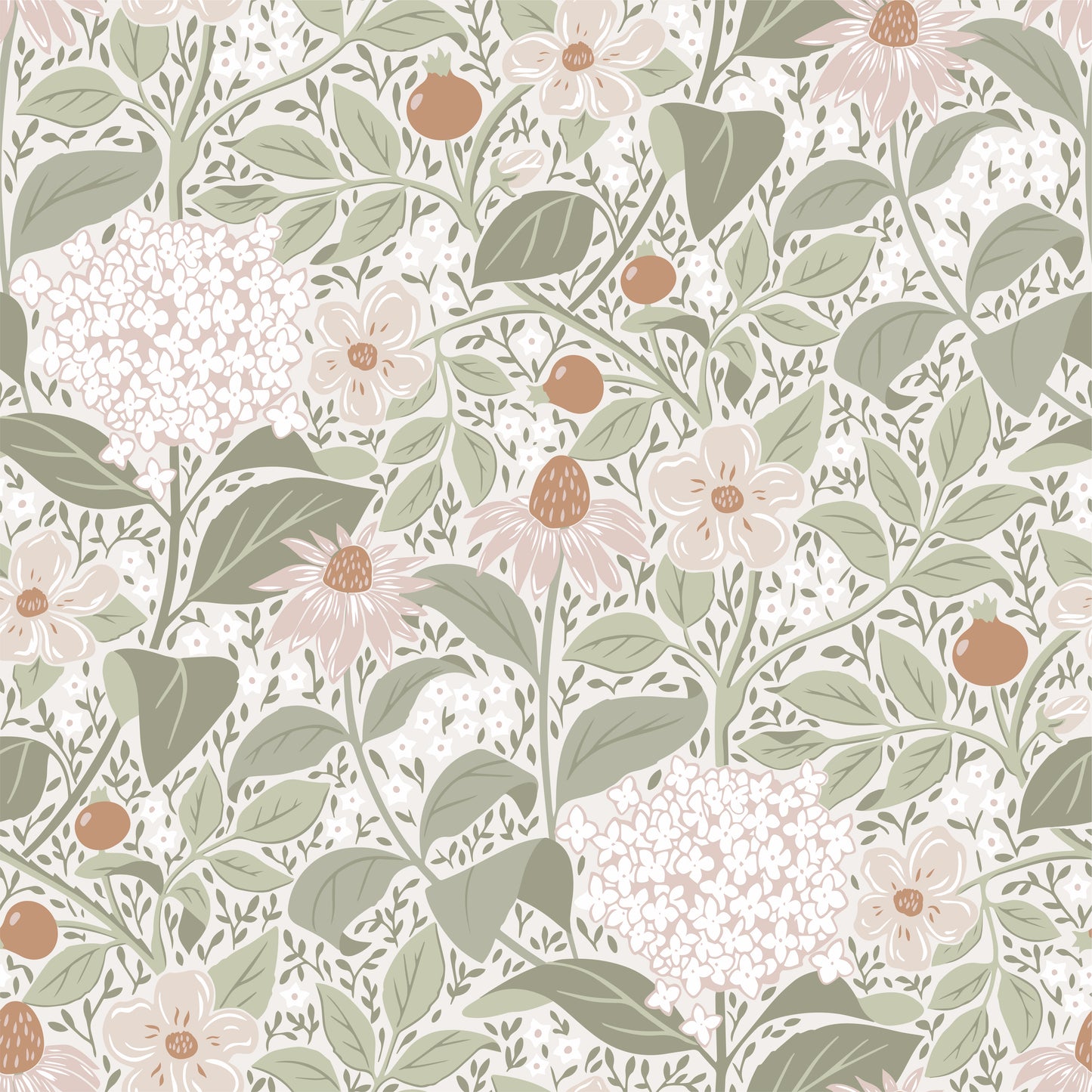 Floral Wallpaper - Summer’s Bloom - Light Green