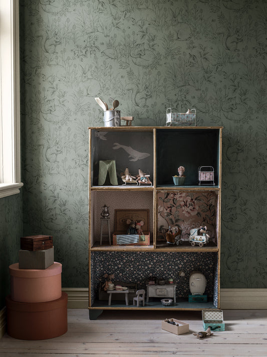 Borastapeter Wallpaper - Forest Friends - Green & Black