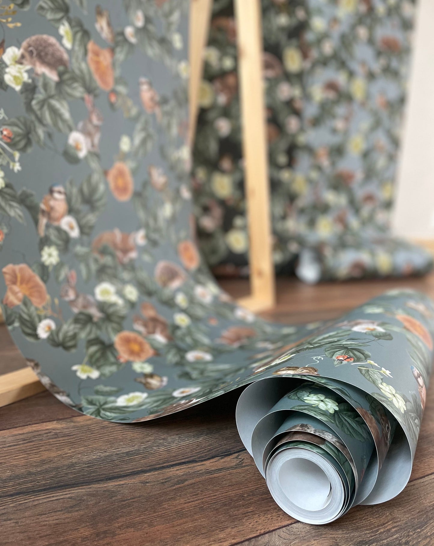 Papier peint pour chambre d'enfant - Berceuse de la forêt - Sarcelle